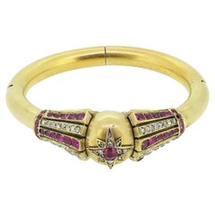 Antique Victorian Burmese Ruby and Diamond Bangle