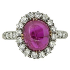 Victorian Burmese Ruby and Diamond Cluster Ring