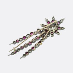 Victorian Burmese Ruby and Diamond Shooting Star Brooch