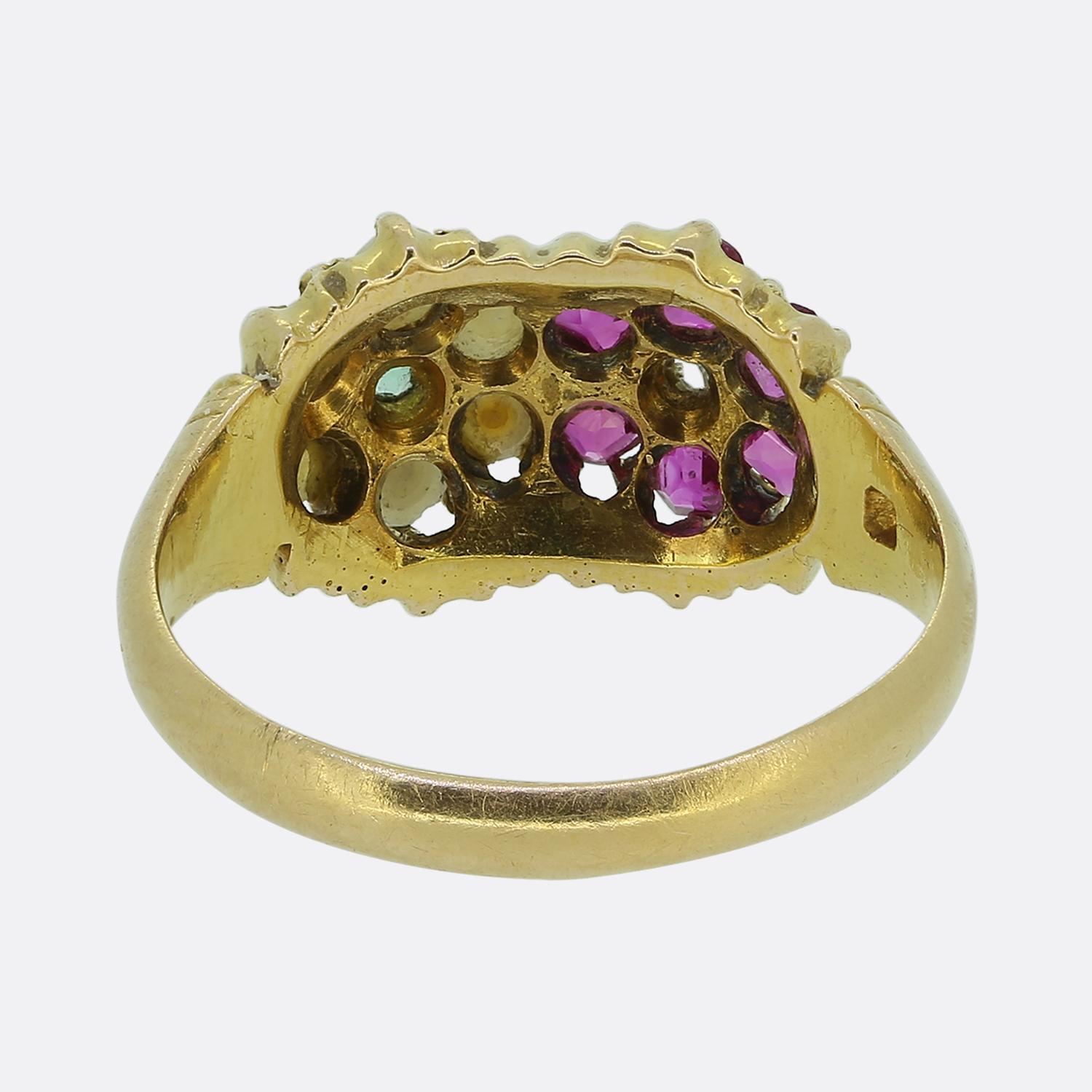 Anillo Victoriano de Rubí, Perla, Esmeralda y Diamantes de Birmania en Bueno estado para la venta en London, GB