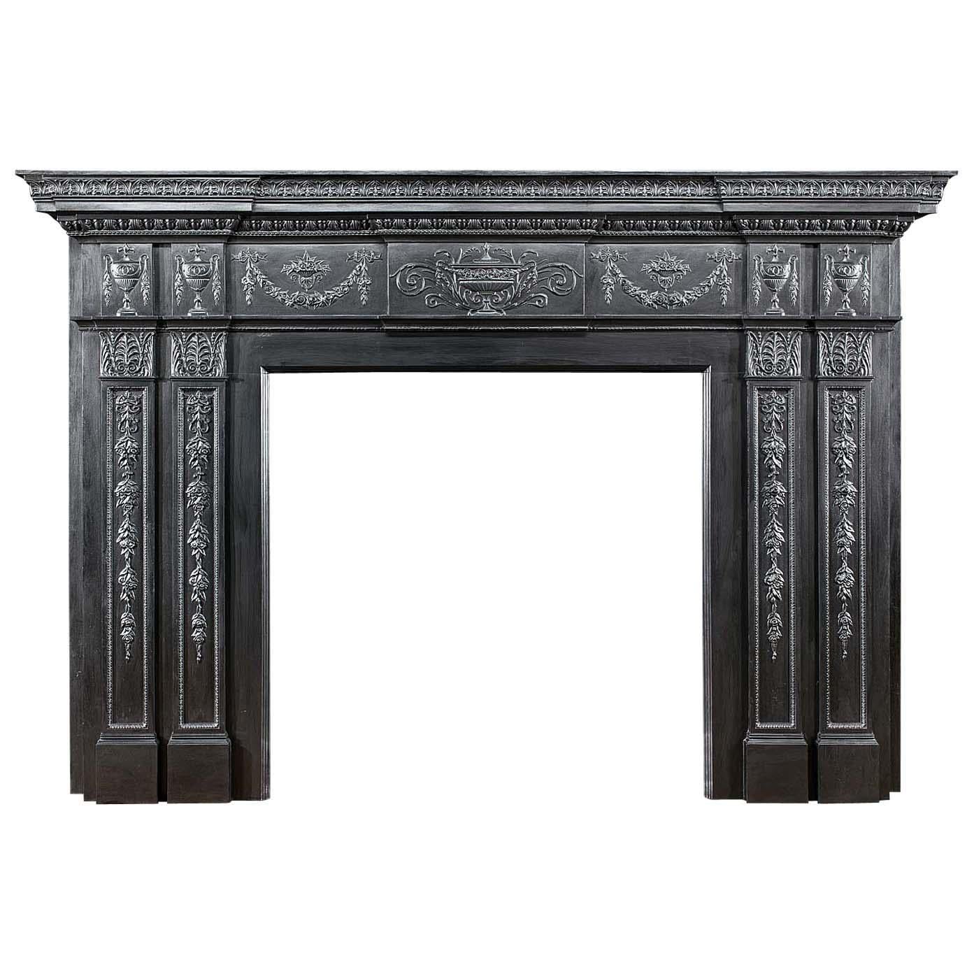 Victorian Burnished Cast Iron Coalbrookdale Chimneypiece