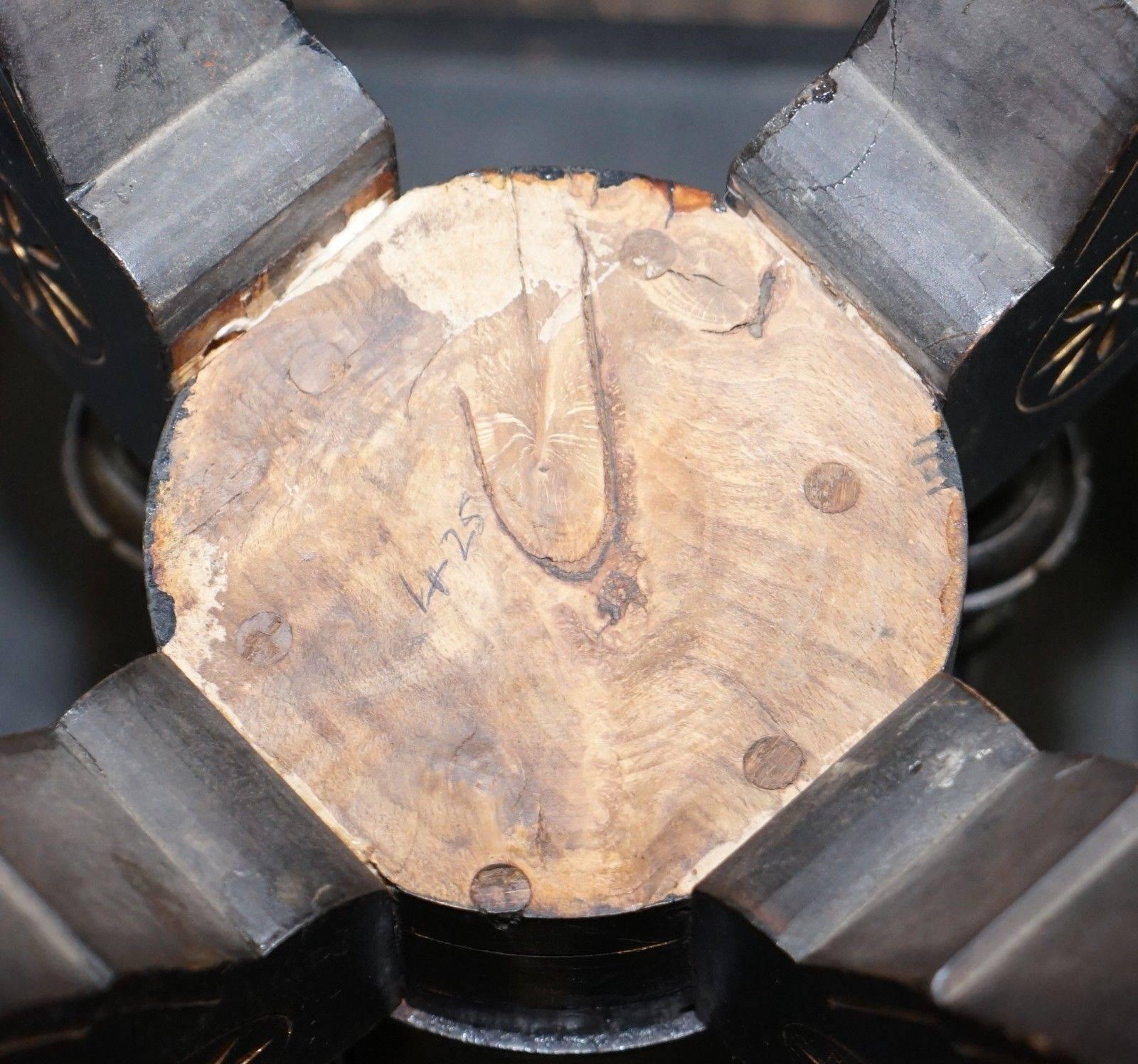 Victorian Burr Walnut and Ebonized Octagonal Aesthetic Movement Occasional Table 5