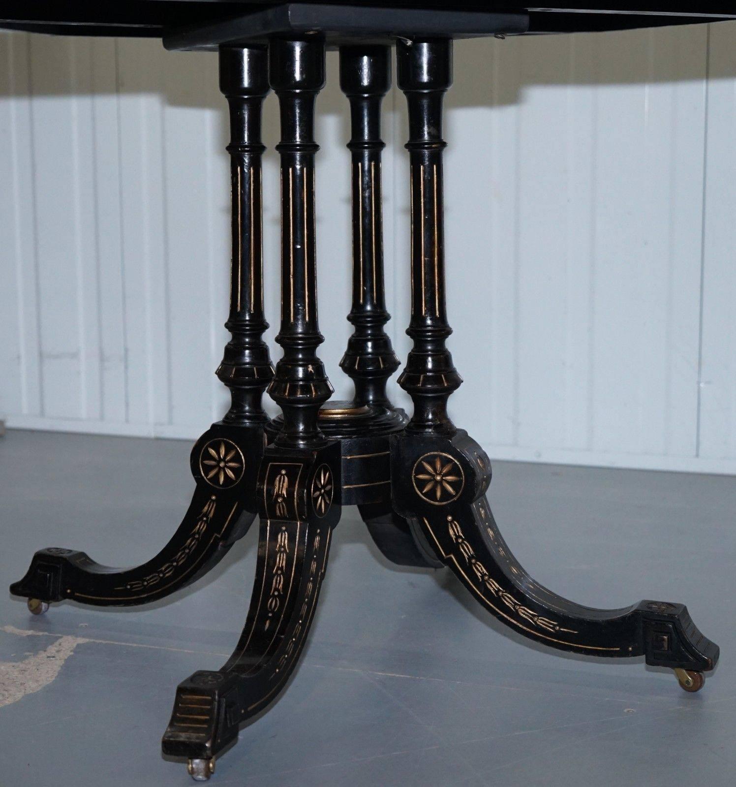 Victorian Burr Walnut and Ebonized Octagonal Aesthetic Movement Occasional Table 1