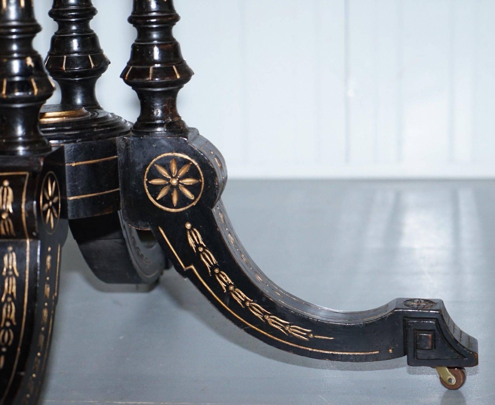 Victorian Burr Walnut and Ebonized Octagonal Aesthetic Movement Occasional Table 2