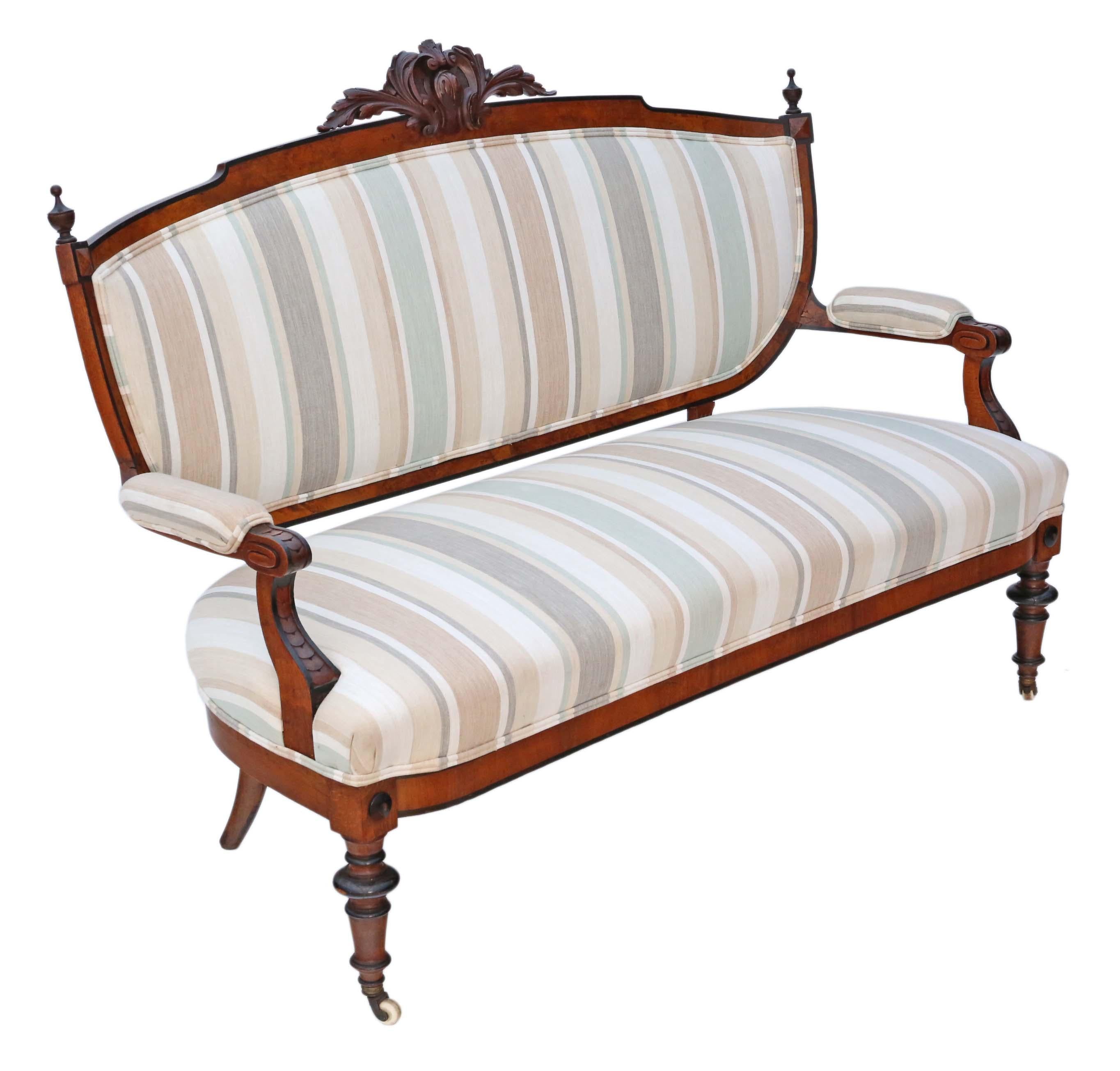 Victorian Burr Walnut Aesthetic Sofa 5