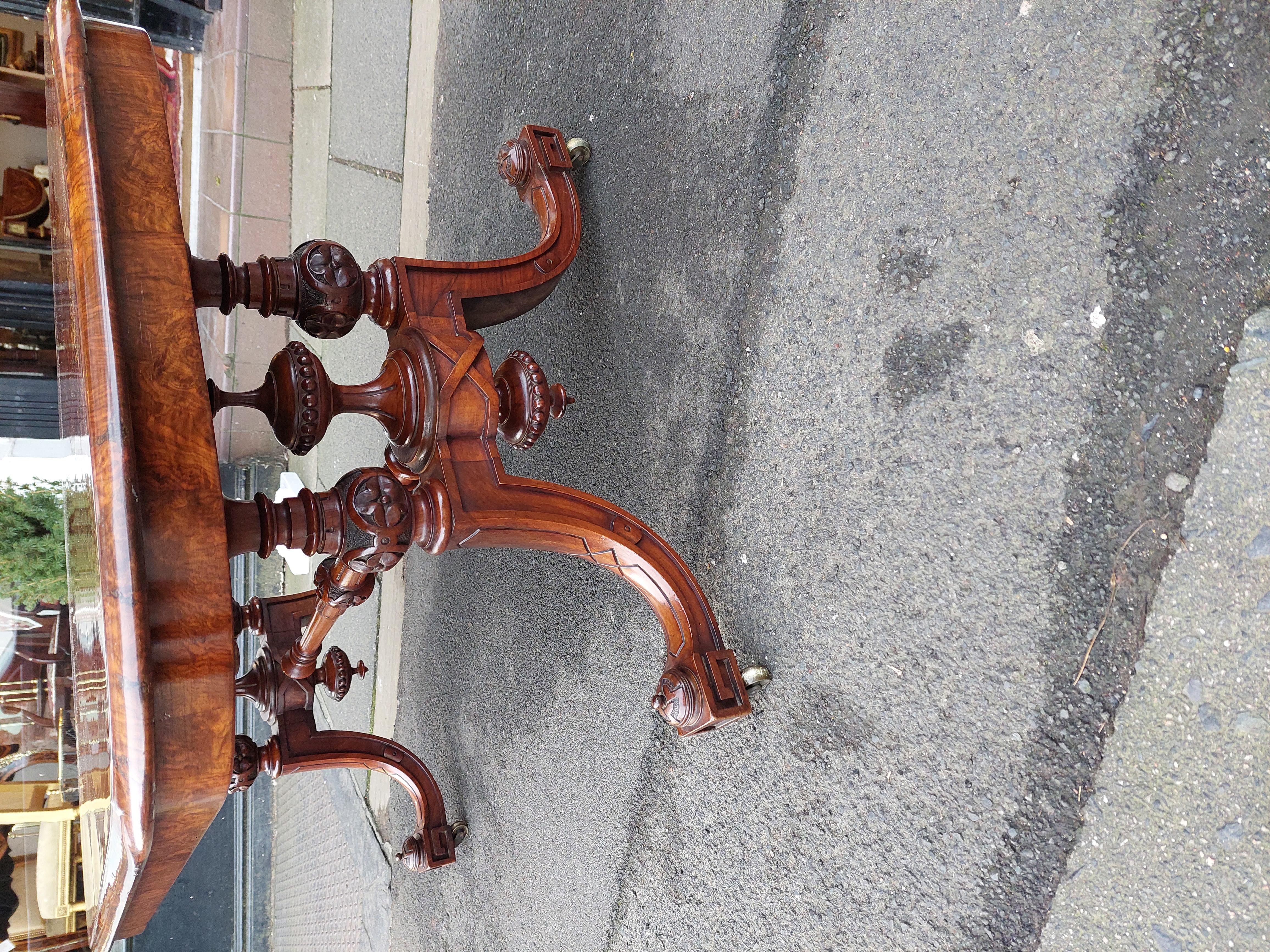 Victorian Burr Walnut and Amboyna Coffee Table In Good Condition For Sale In Altrincham, GB