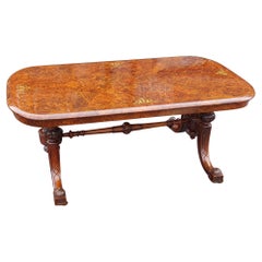 Antique Victorian Burr Walnut and Amboyna Coffee Table