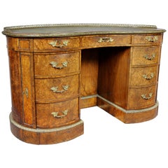Victorian Burr Walnut and Bronze Mounted Kidney Shaped Desk by Gillow