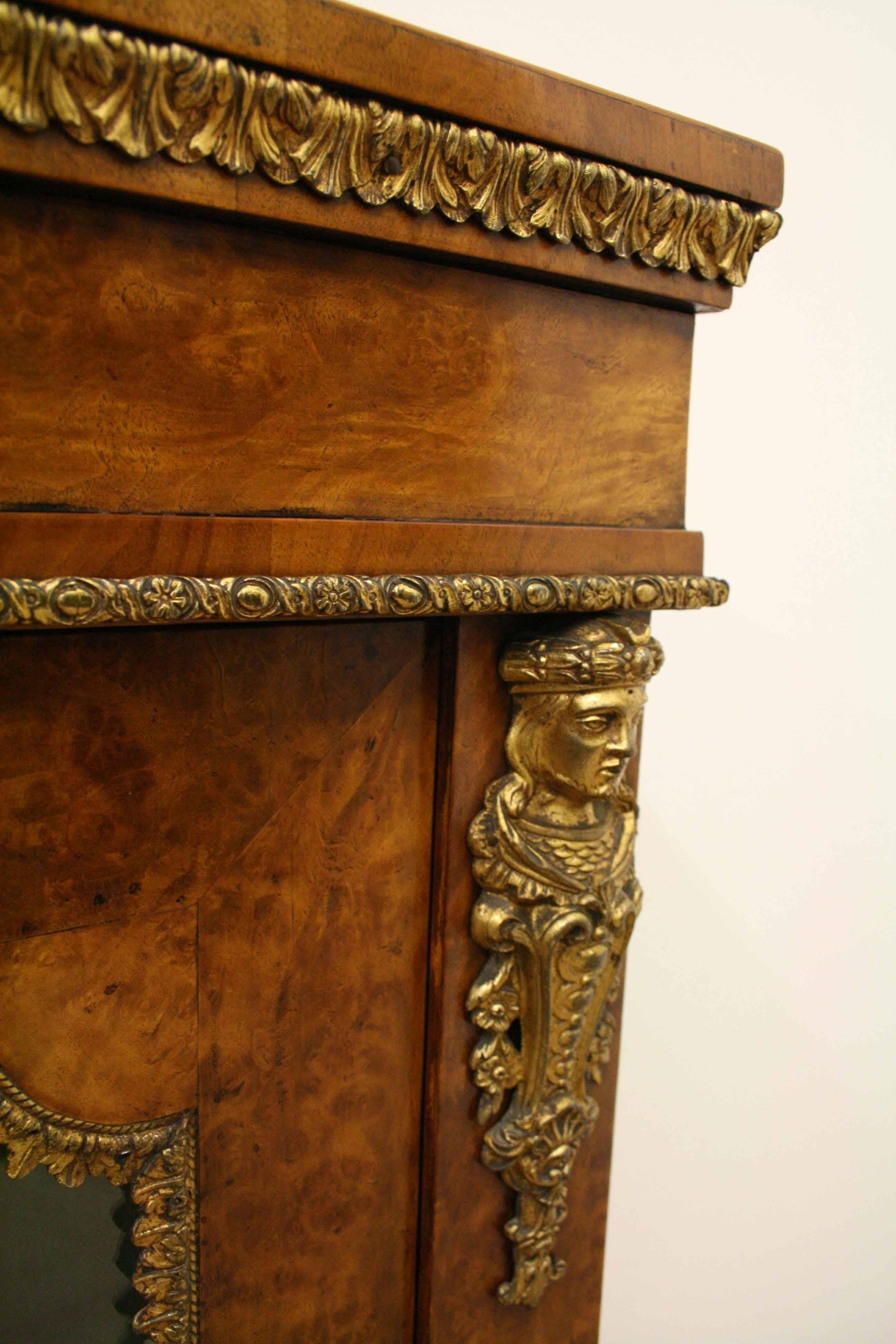 Victorian Burr Walnut and Gilt Side Cabinet, circa 1860 For Sale 2
