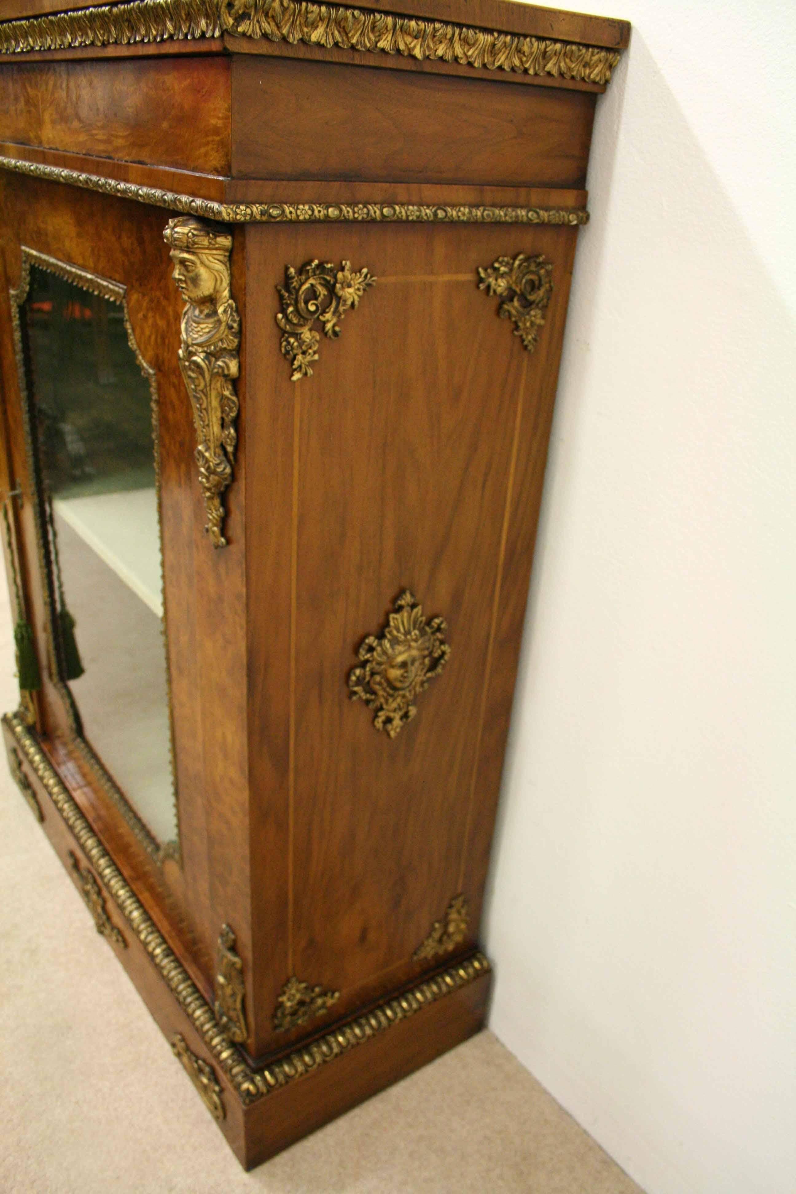 Victorian Burr Walnut and Gilt Side Cabinet, circa 1860 For Sale 5