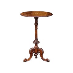 Victorian Burr Walnut and Inlaid Side Lamp Table