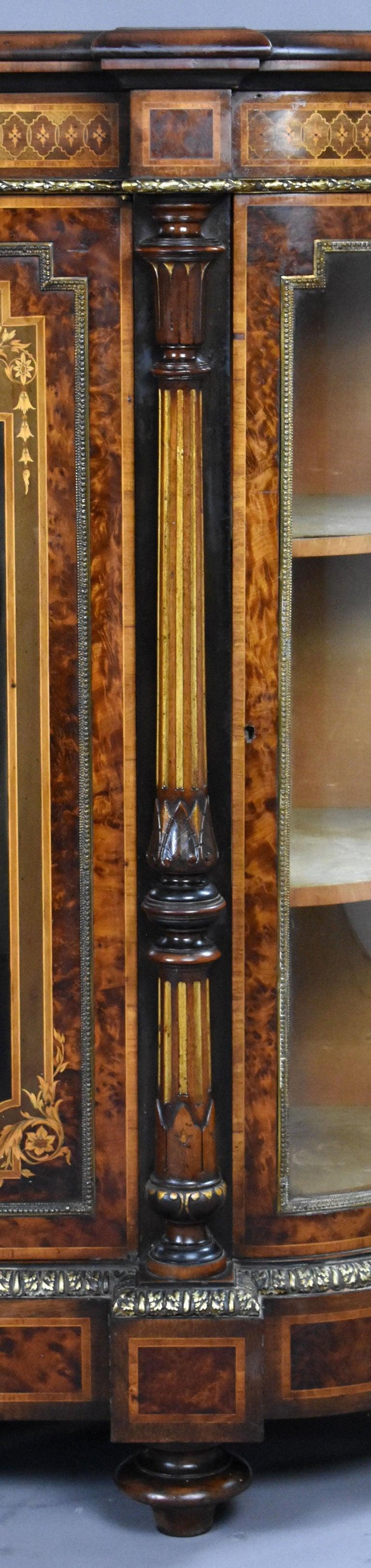 Victorian Burr Walnut and Marquetry Credenza by Gillow For Sale 8