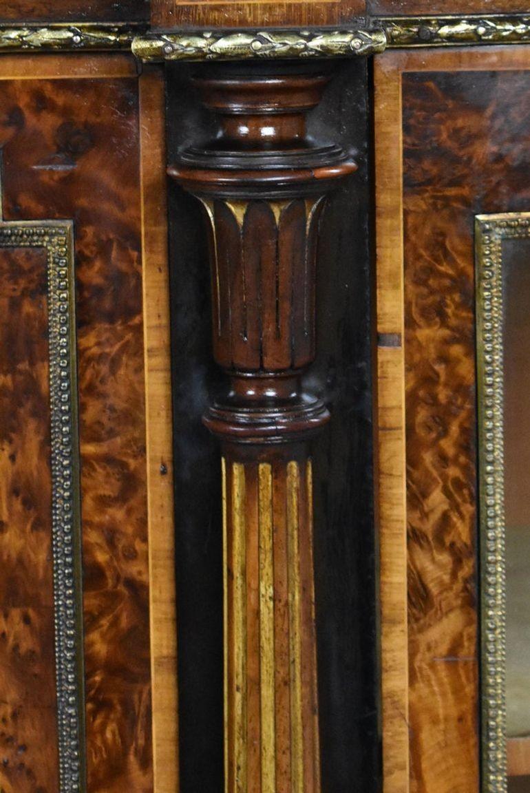 Victorian Burr Walnut and Marquetry Credenza by Gillow For Sale 9
