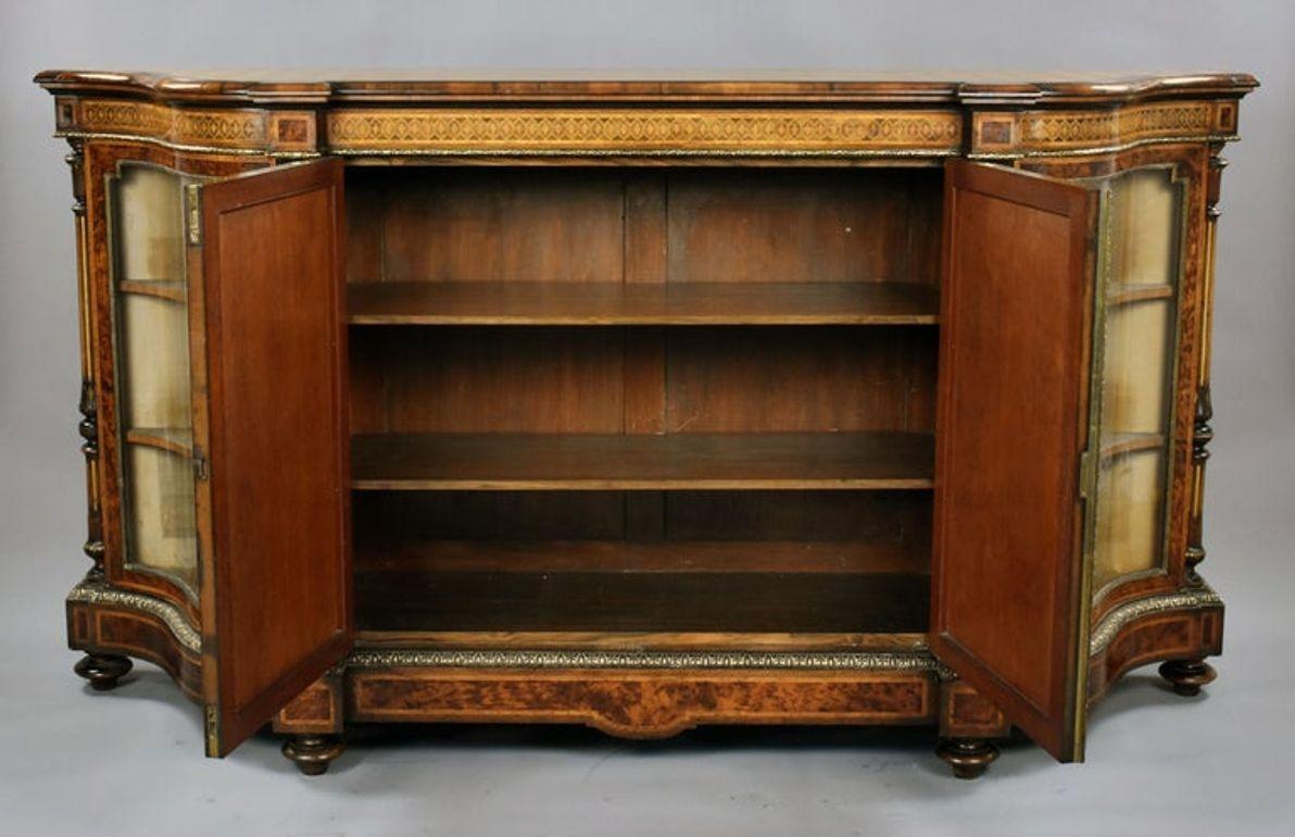 Victorian Burr Walnut and Marquetry Credenza by Gillow For Sale 13