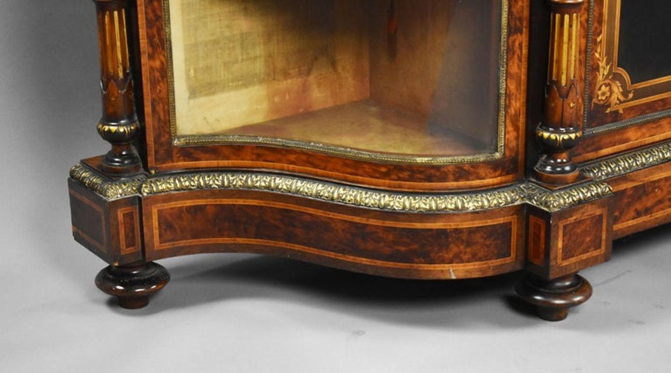 19th Century Victorian Burr Walnut and Marquetry Credenza by Gillow For Sale