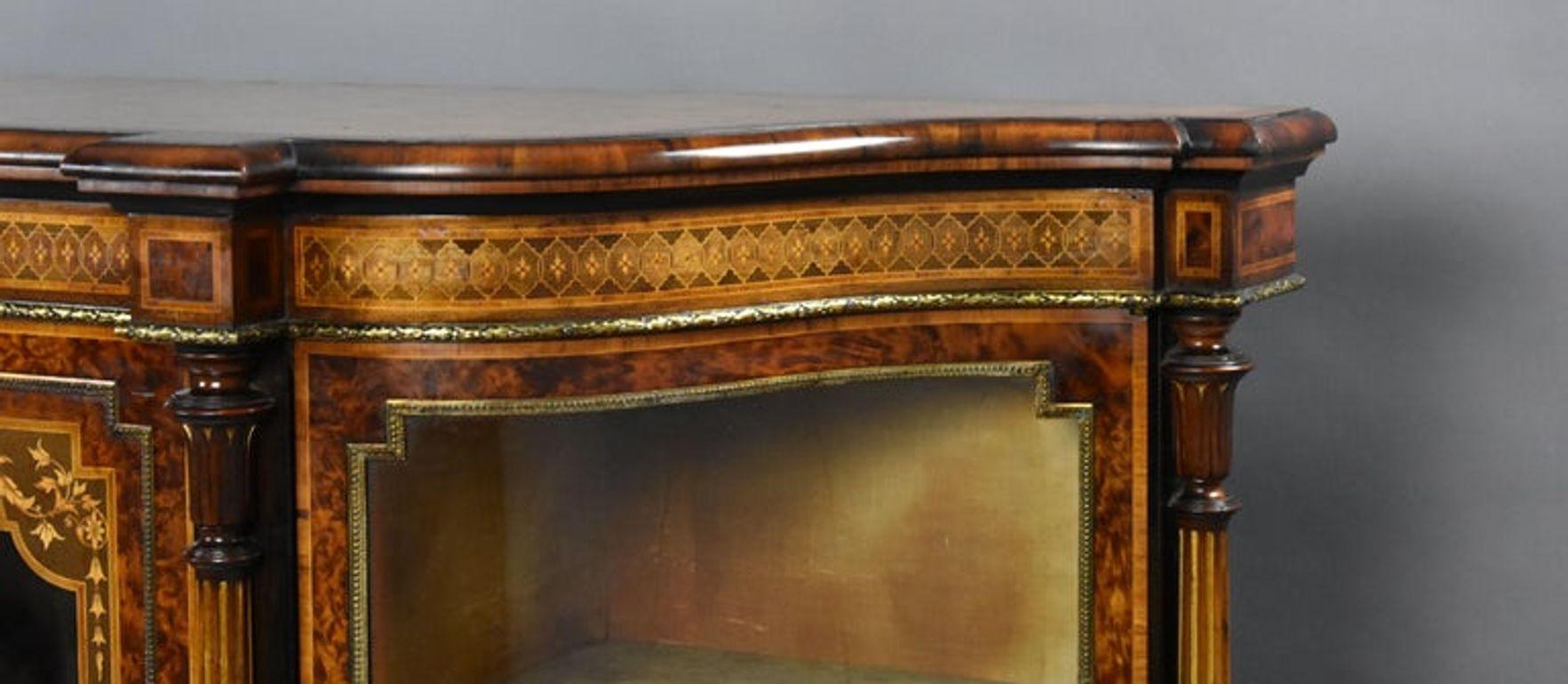 Victorian Burr Walnut and Marquetry Credenza by Gillow For Sale 4