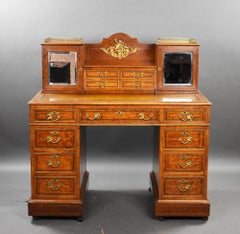 Victorian Burr Walnut and Ormolu-Mounted Pedestal Desk with Cabinet Top