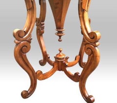 Victorian Burr Walnut Antique Cradled Trumpet Sewing Work Table