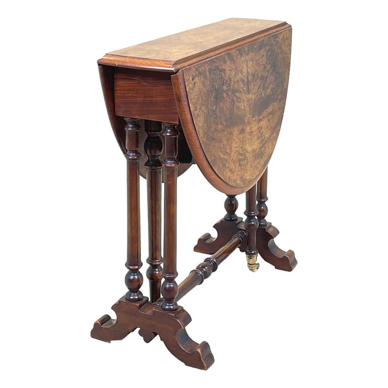 19th Century Victorian Burr Walnut Baby Sutherland Table For Sale
