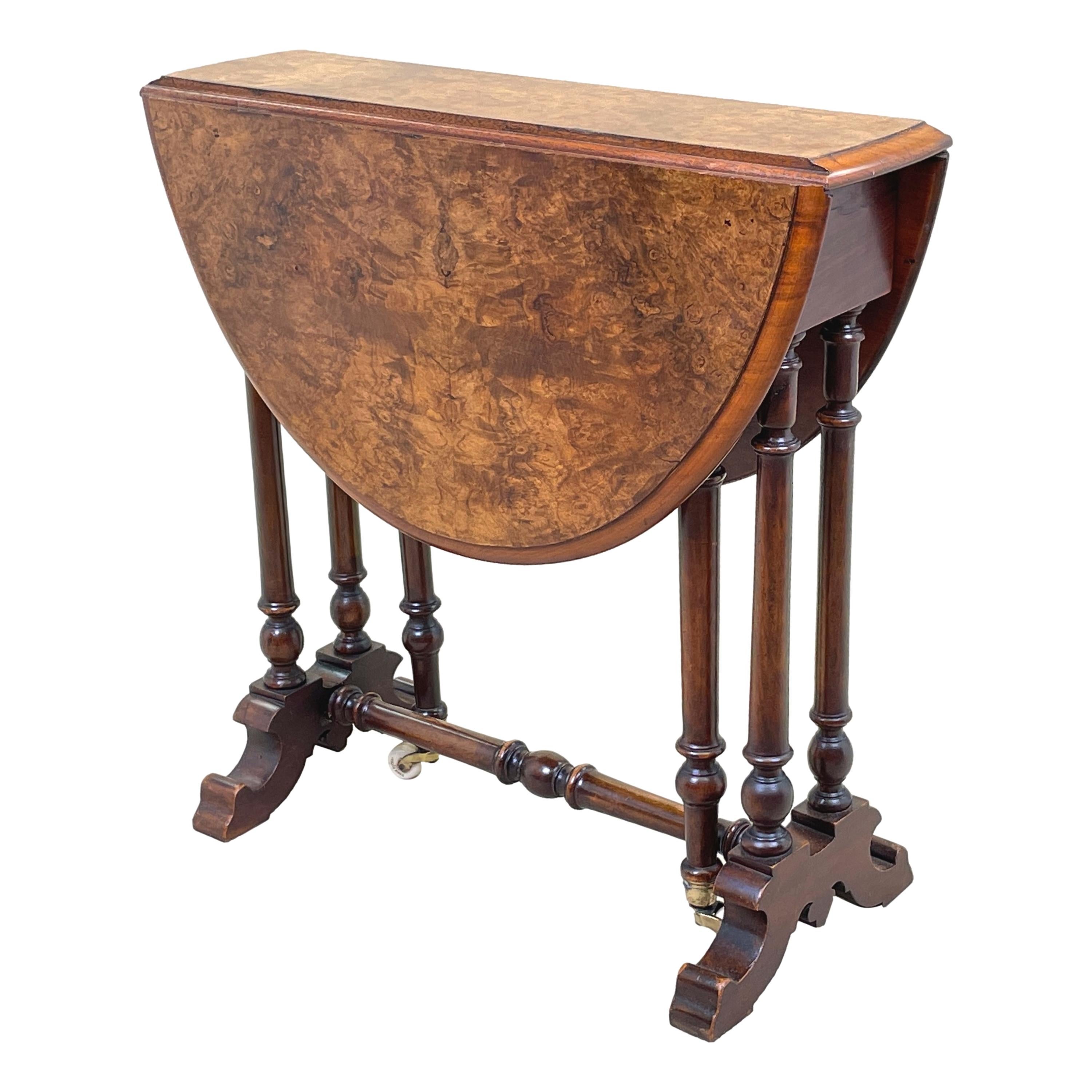 Victorian Burr Walnut Baby Sutherland Table For Sale 2