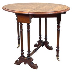 Antique Victorian Burr Walnut Baby Sutherland Table