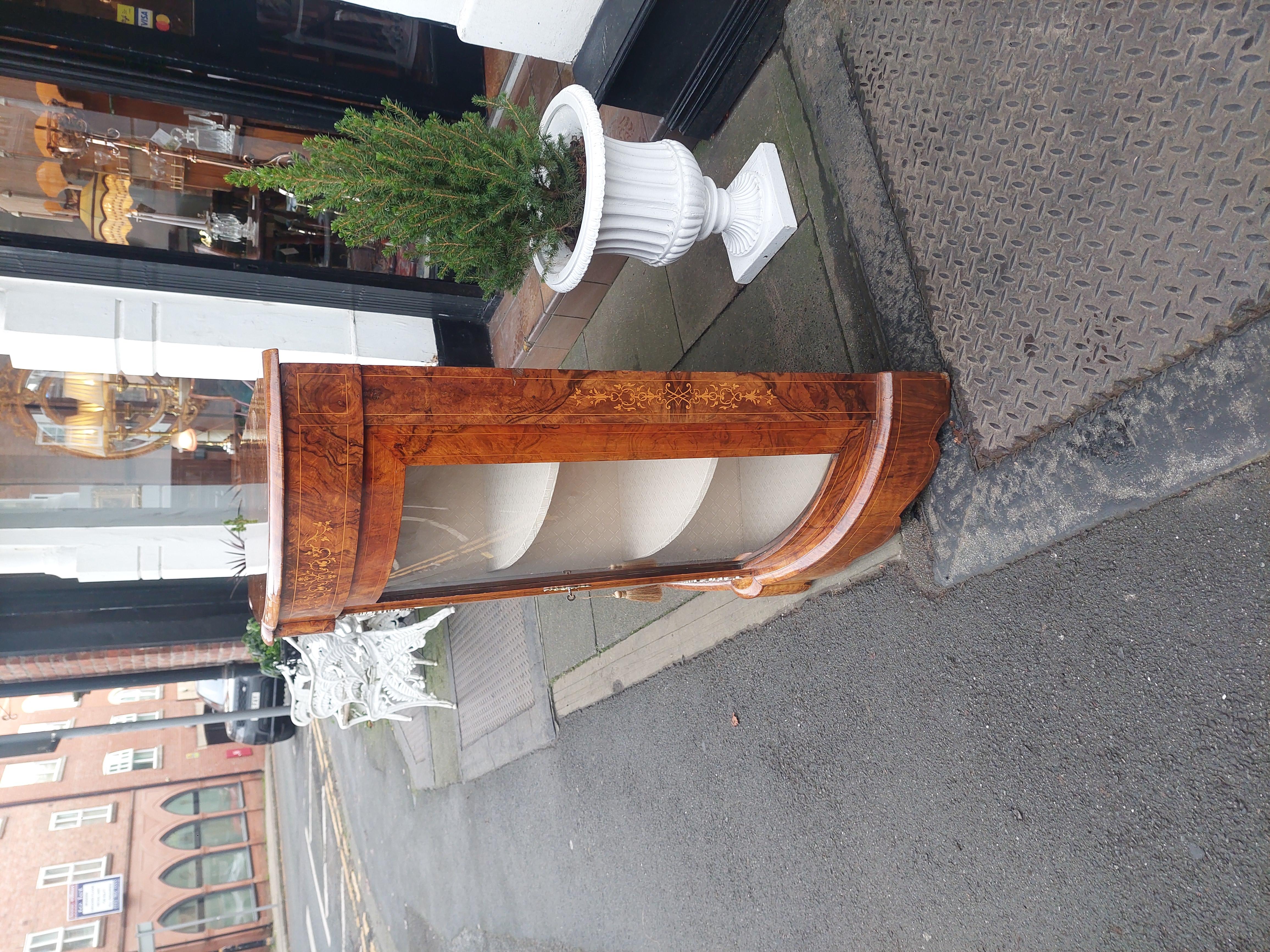Victorian Burr Walnut Bow Fronted Credenza For Sale 4