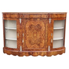 Victorian Burr Walnut Bow Fronted Credenza