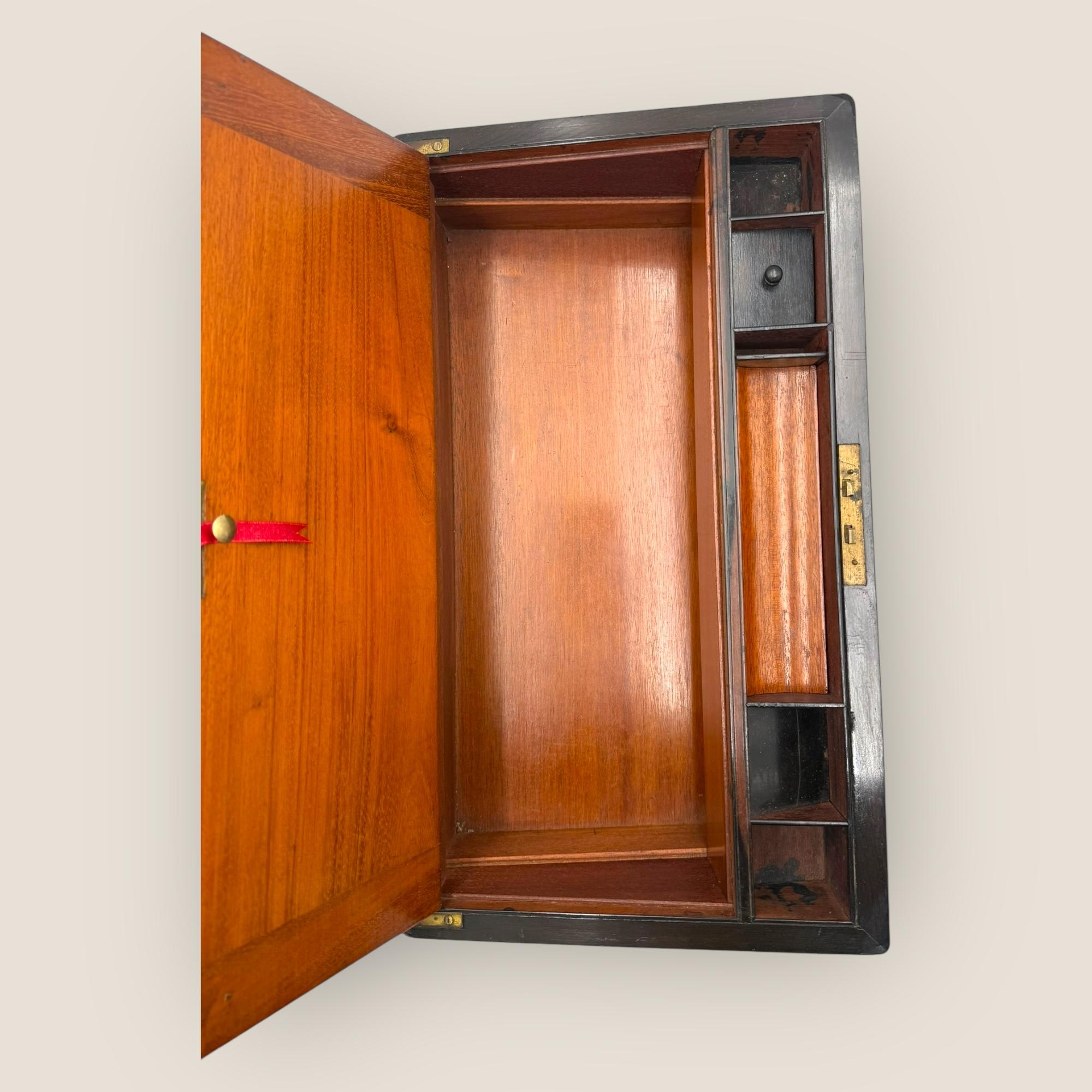 Victorian Burr Walnut & Brassbound Campaign Writing Slope 5