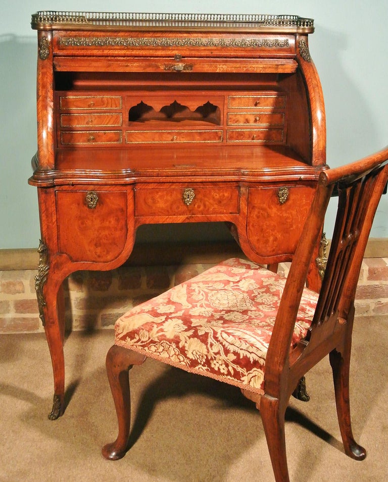 Victorian Burr Walnut Bureau de Dame or Writing Desk, circa 1890 at 1stDibs