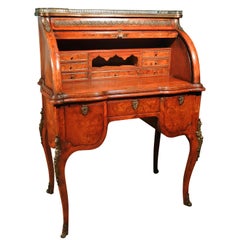 Antique Victorian Burr Walnut Bureau de Dame or Writing Desk, circa 1890