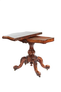 Antique Victorian Burr Walnut Card Table