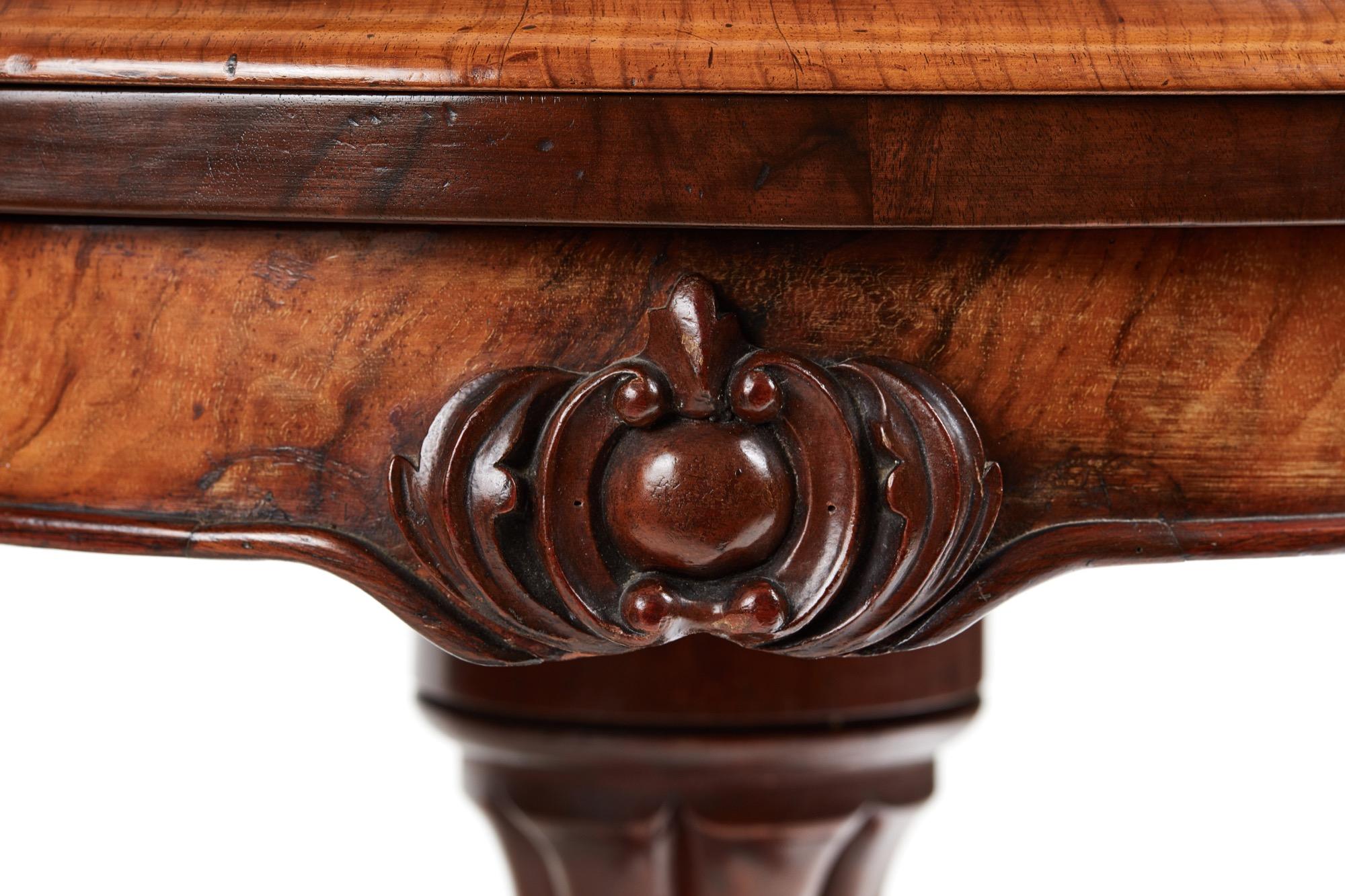 Carved Antique Victorian Burr Walnut Card Table