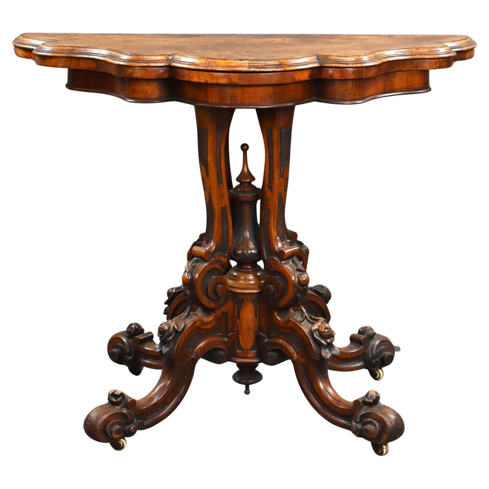 Victorian Burr Walnut Card Table en venta