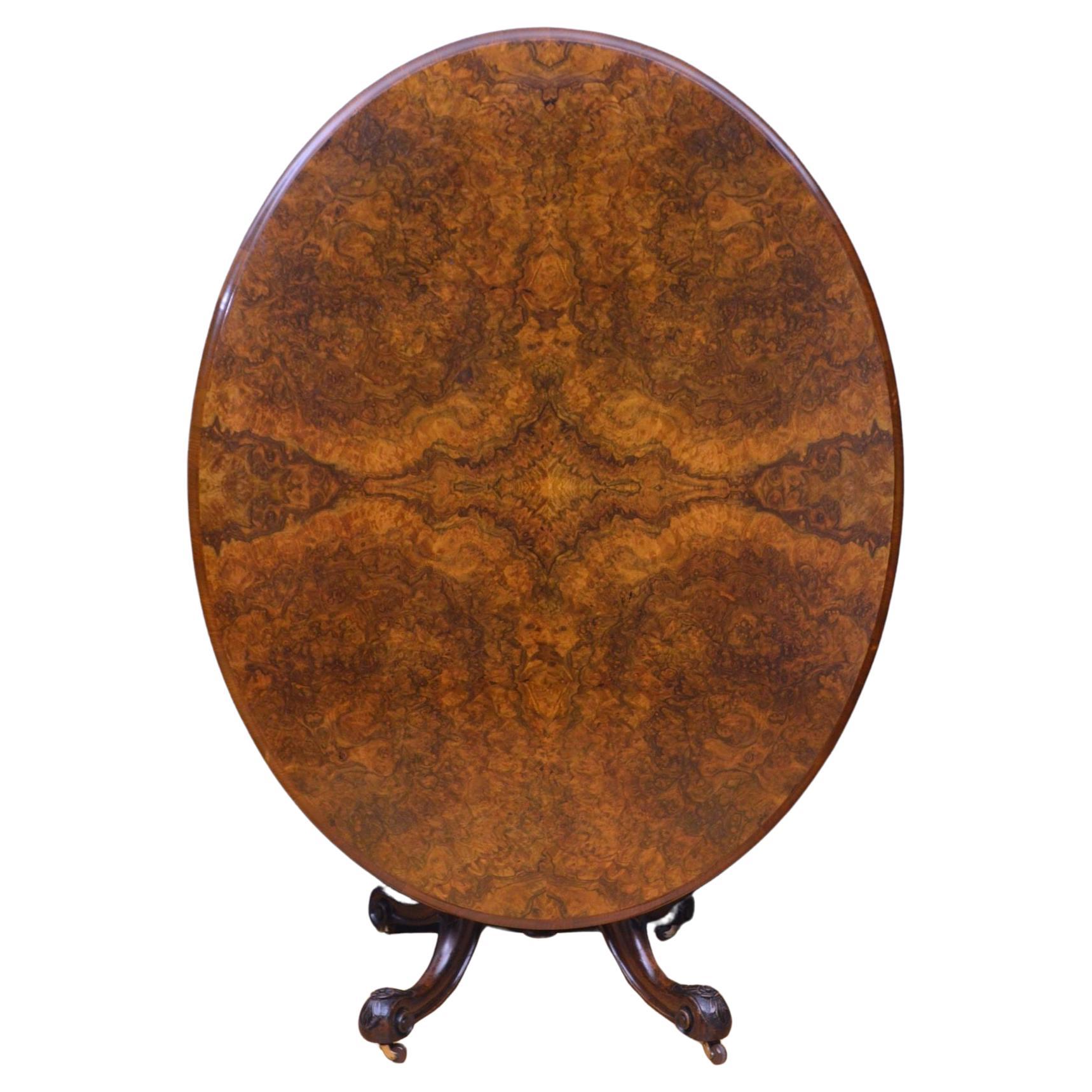 Victorian Burr Walnut Centre Table / Dining Table For Sale