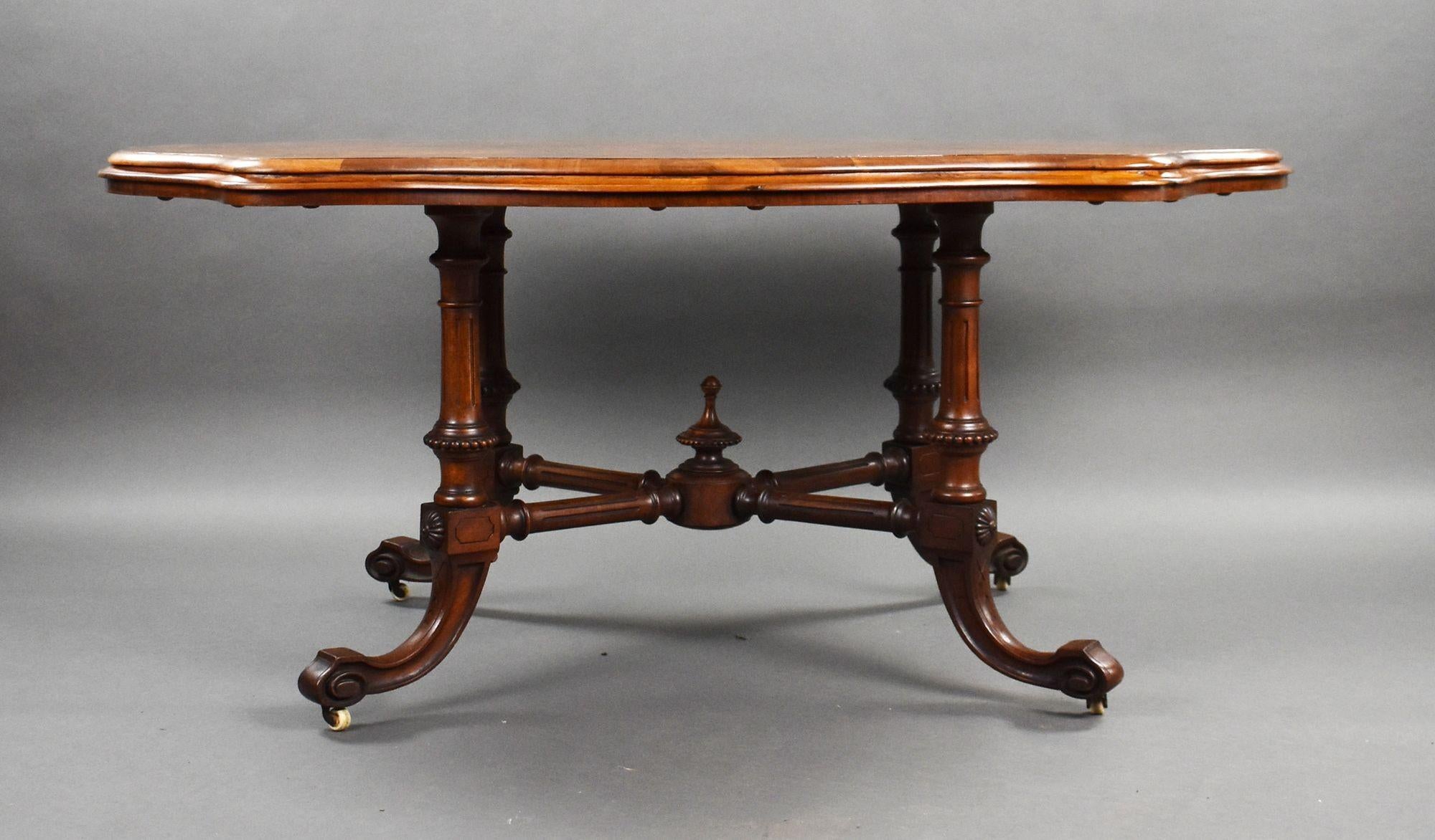 English Victorian Burr Walnut Centre Table For Sale