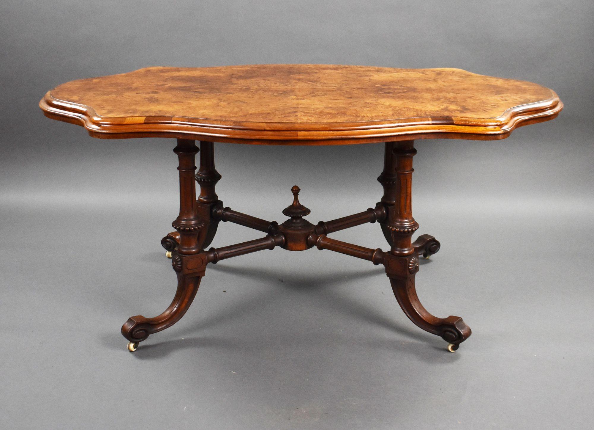 19th Century Victorian Burr Walnut Centre Table For Sale