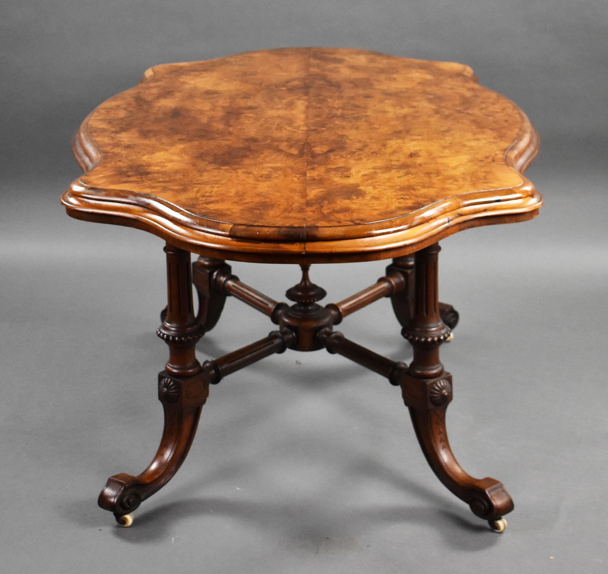 Victorian Burr Walnut Centre Table For Sale 1