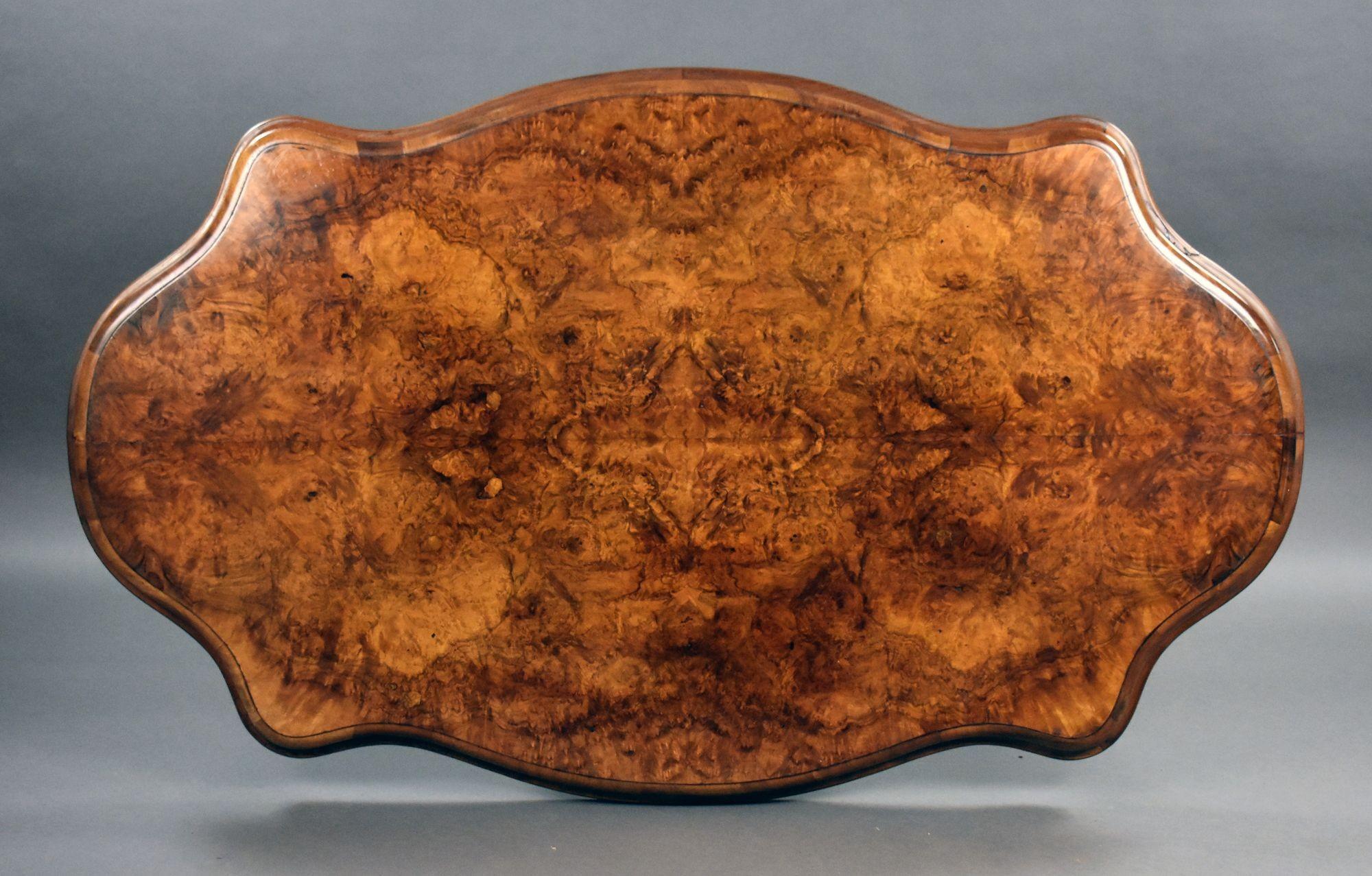 Victorian Burr Walnut Centre Table For Sale 2