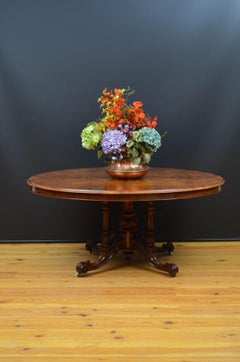 Victorian Burr Walnut Centre Table or Dining Table