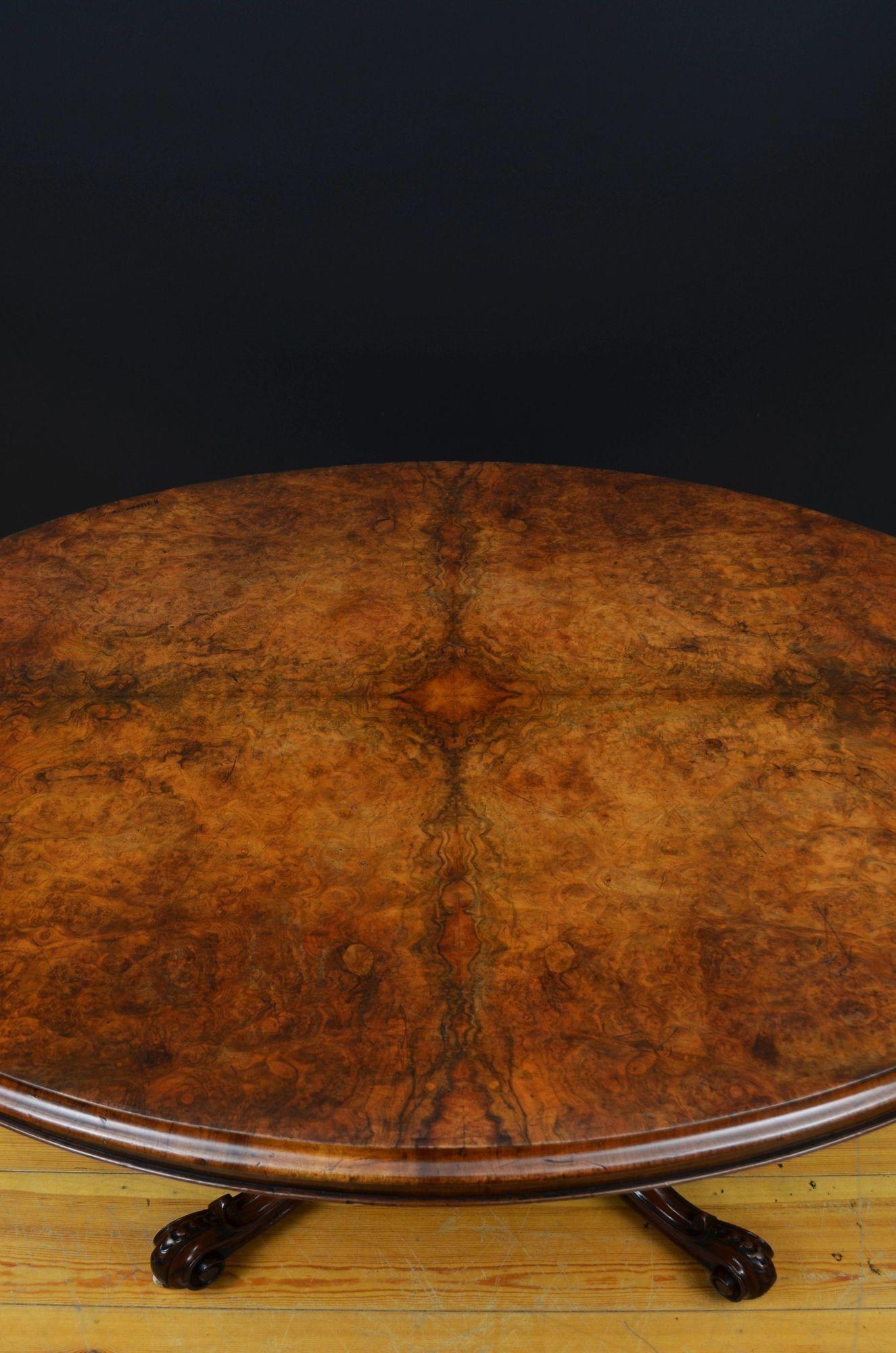 19th Century Victorian Burr Walnut Centre Table or Dining Table For Sale