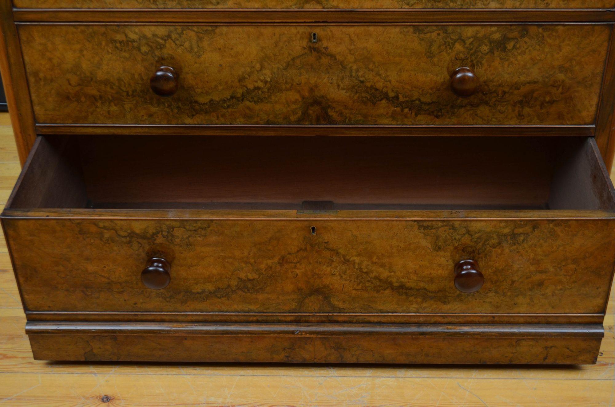 Victorian Burr Walnut Chest of Drawers For Sale 5