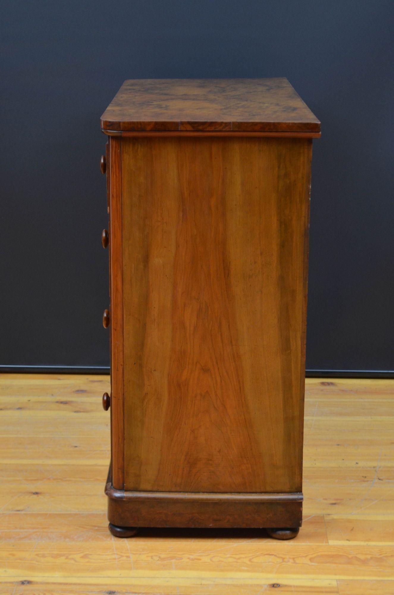 Victorian Burr Walnut Chest of Drawers For Sale 6