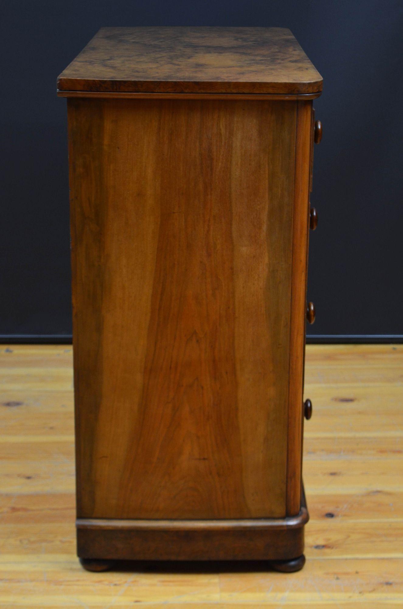 Victorian Burr Walnut Chest of Drawers For Sale 8