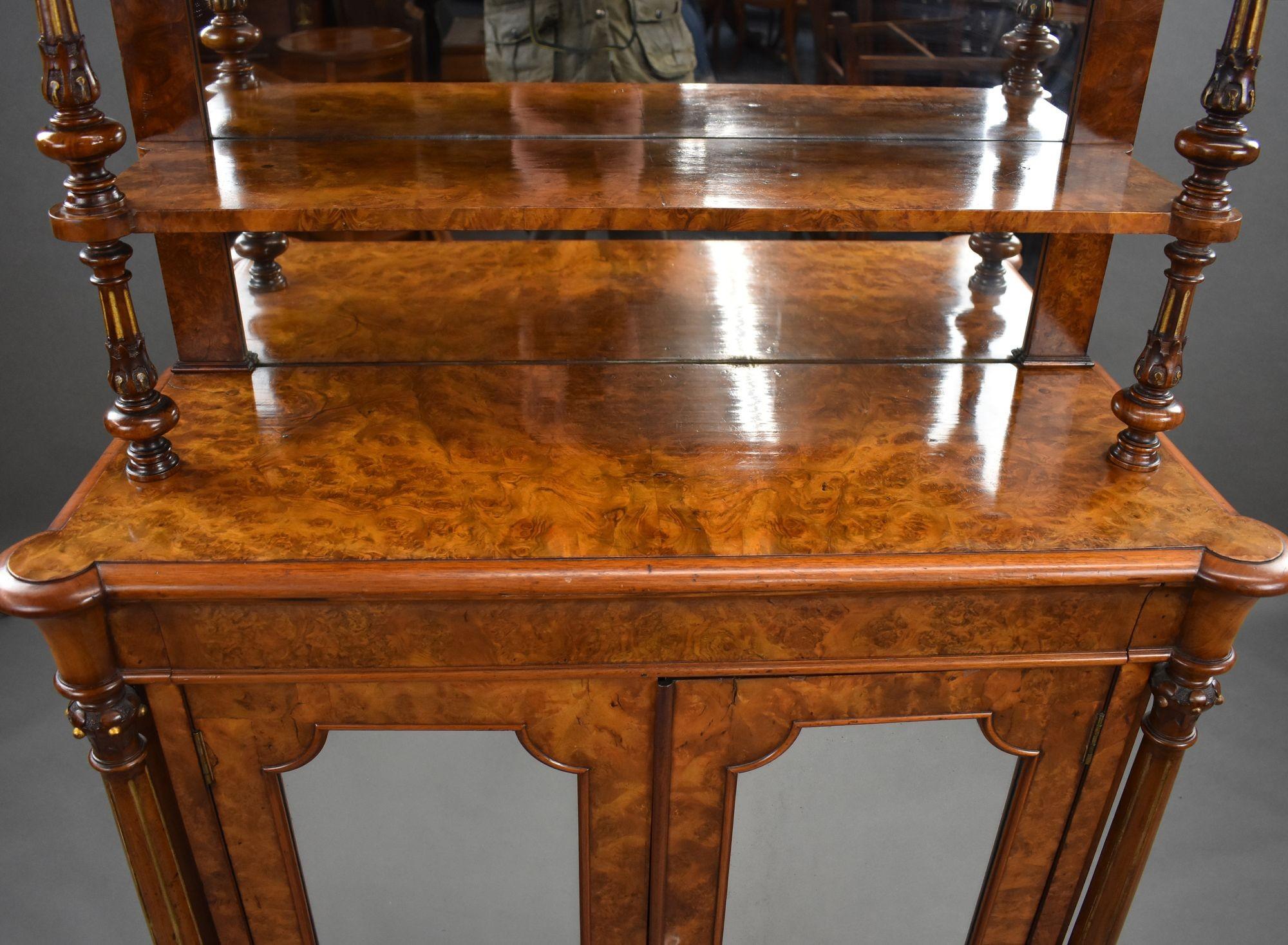 Victorian Burr Walnut Chiffonier Cabinet For Sale 6