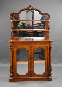 Victorian Burr Walnut Chiffonier Cabinet