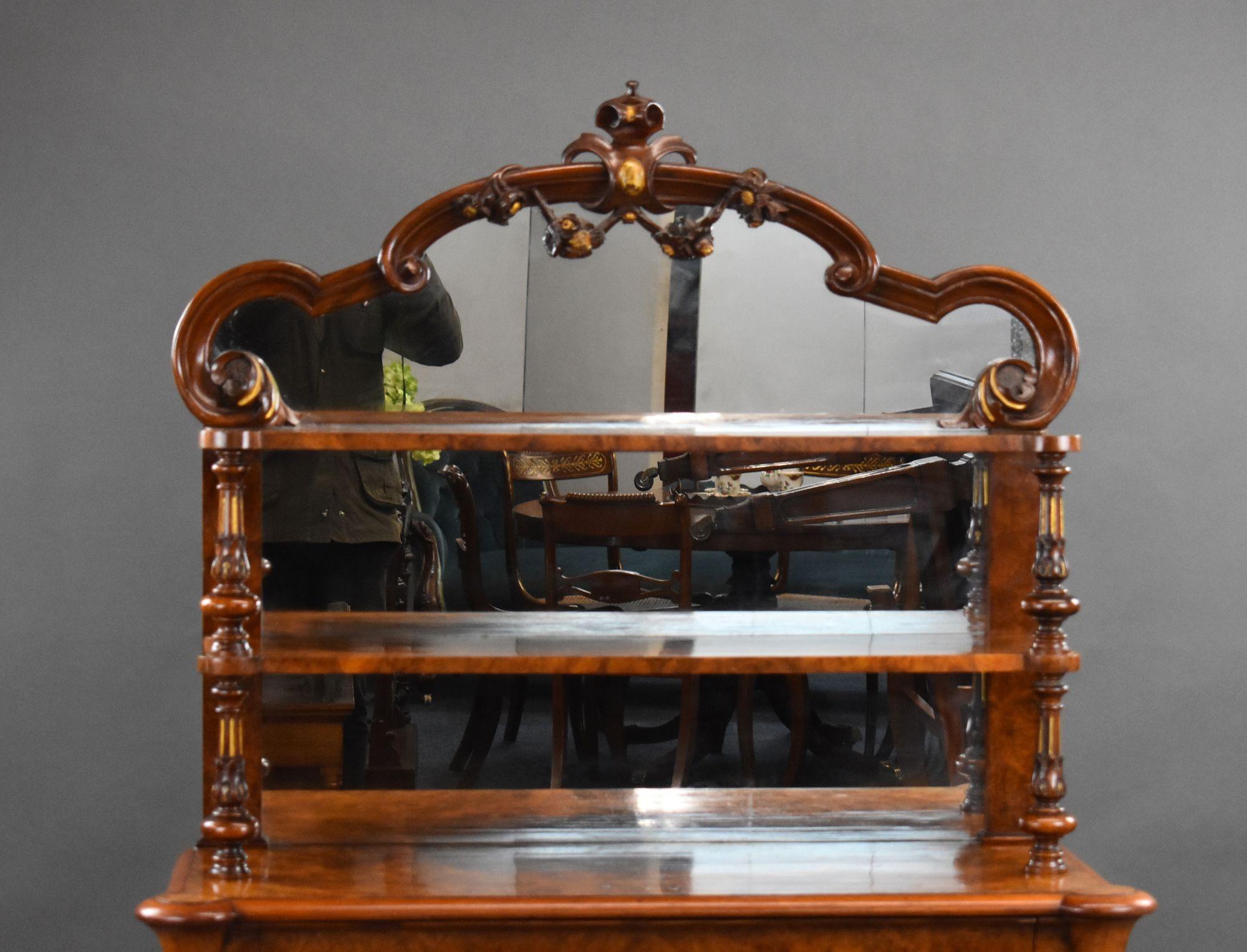Victorian Burr Walnut Chiffonier Cabinet In Good Condition For Sale In Chelmsford, Essex