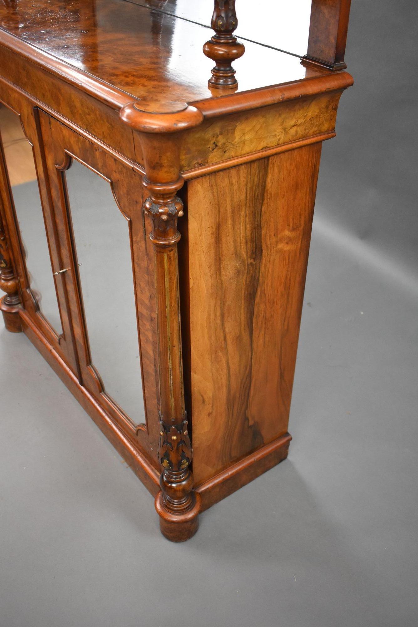 Victorian Burr Walnut Chiffonier Cabinet For Sale 2