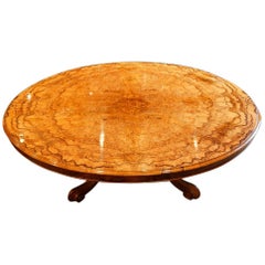 English Victorian Burl Walnut Coffee Table, 19th.century circa 1860