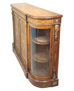 Victorian Burr Walnut Credenza Cabinet