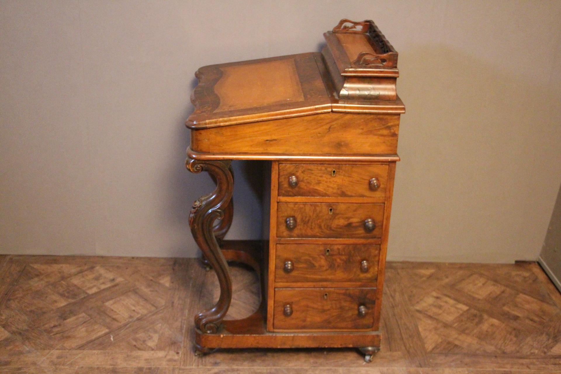 Victorian Burr Walnut Davenport Desk 8